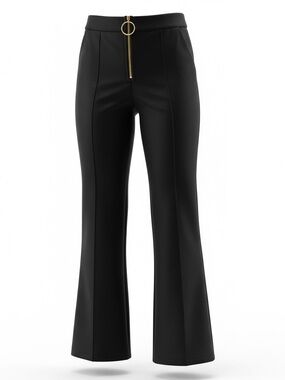 For Love And Lemons Black Flare Pants with Gold Ring Zip